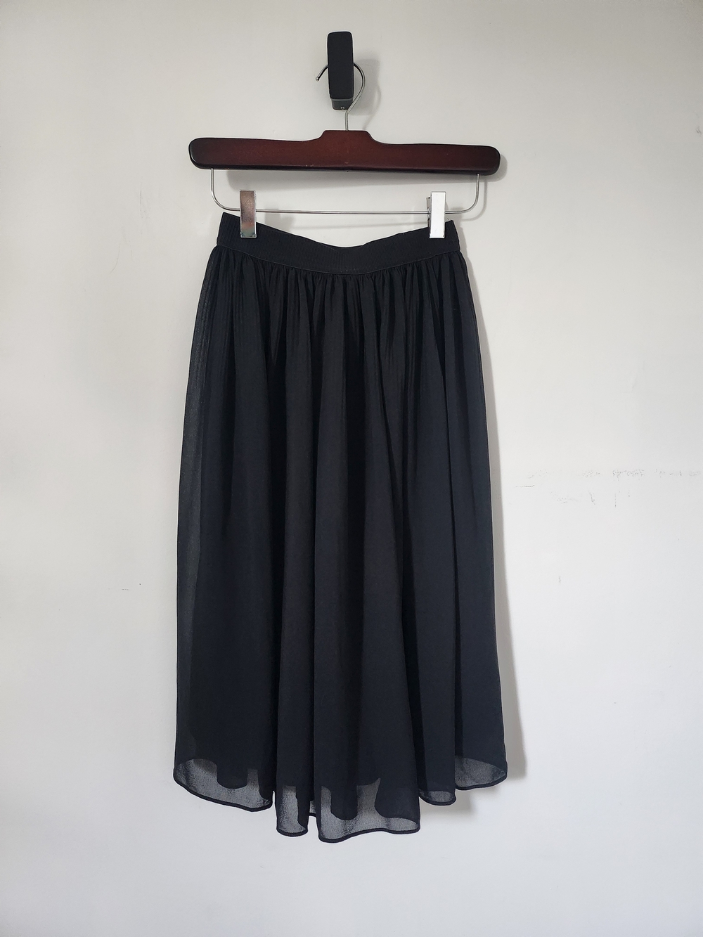 Black Pleated Midi Skirt - Women